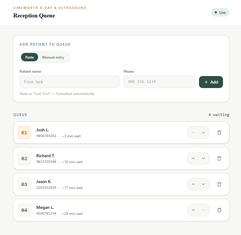 X-ray Waitlist Management System
